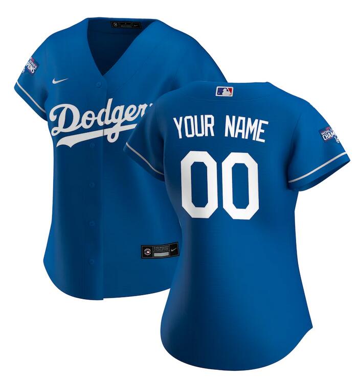Women Los Angeles Dodgers Nike Royal 2020 World Series Champions Alternate Replica Custom MLB Jersey->customized mlb jersey->Custom Jersey